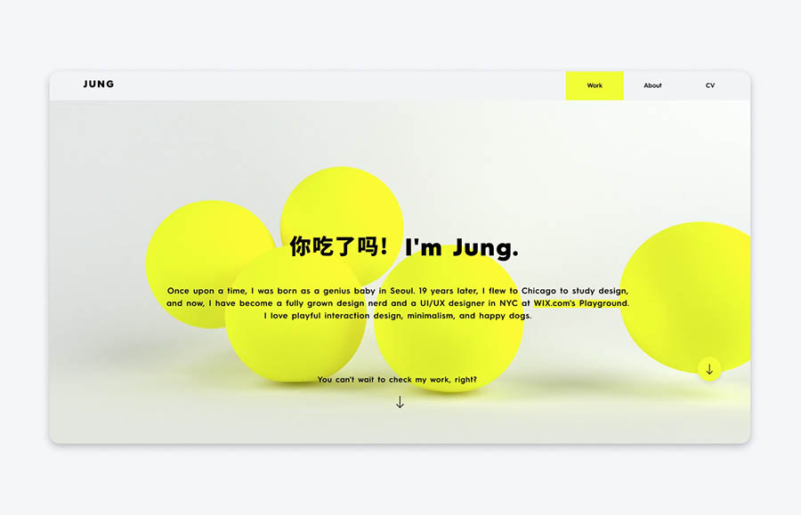 Página web de portafolio de Jung Hoe.