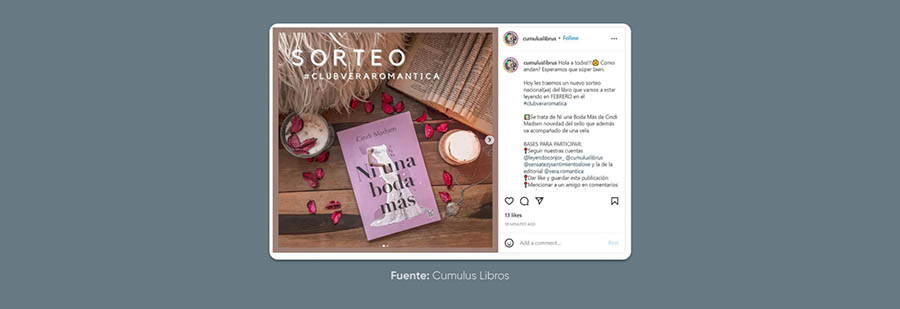 ejemplo de un sorteo en redes sociales