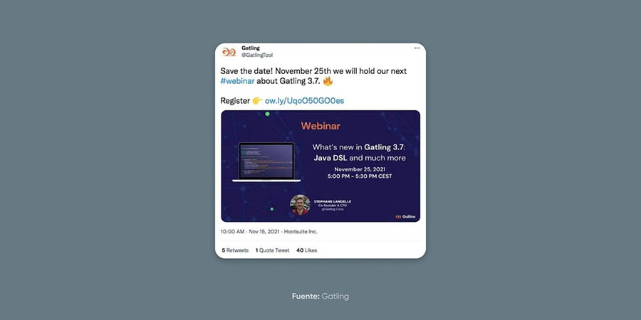 Ejemplo de promoción de un webinar