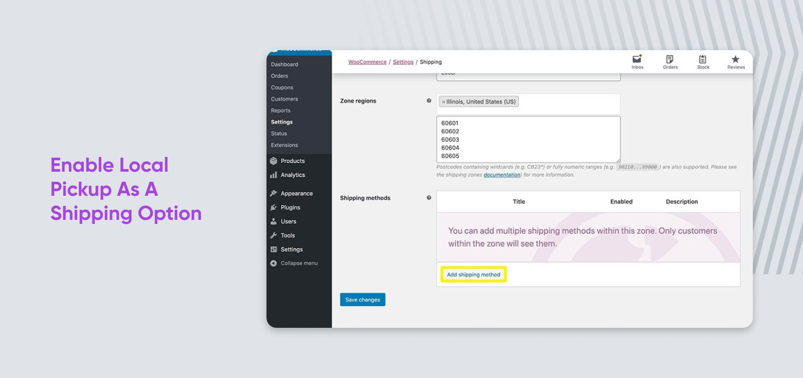 Enable Local Pickup as a Shipping Option