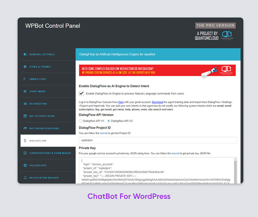 ChatBot for WordPress.