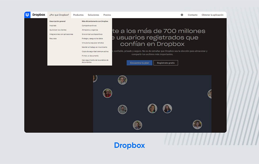 Sitio web de Dropbox.
