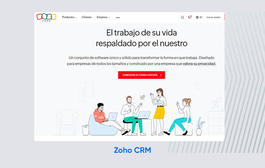 Sitio web de Zoho CRM. 