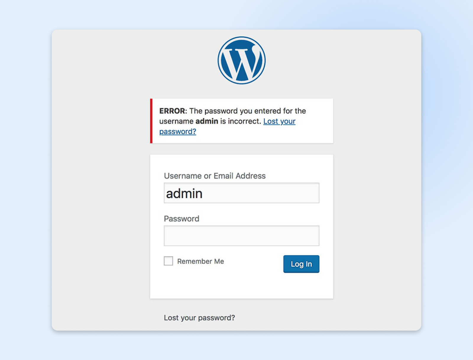 No puedes acceder al área de administración de WordPress.