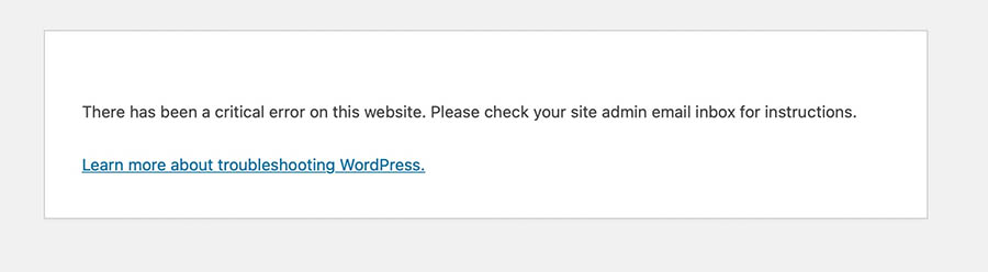 Error crítico de sitio WordPress