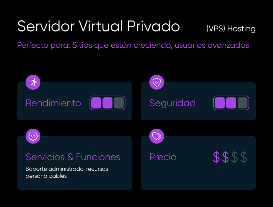 Características del Alojamiento En Servidores Virtuales Privados (VPS).