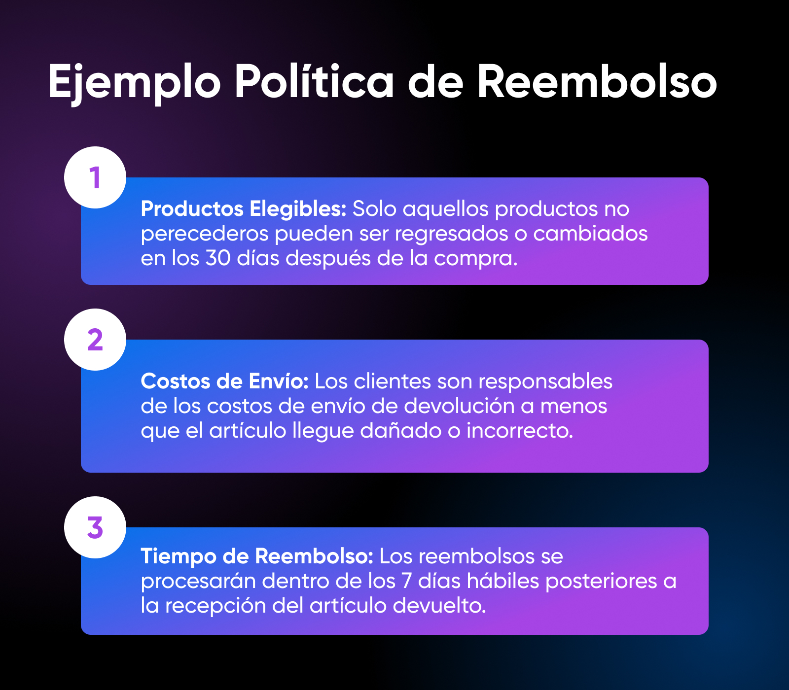 Ejemplo de una política eficaz de reembolsos.