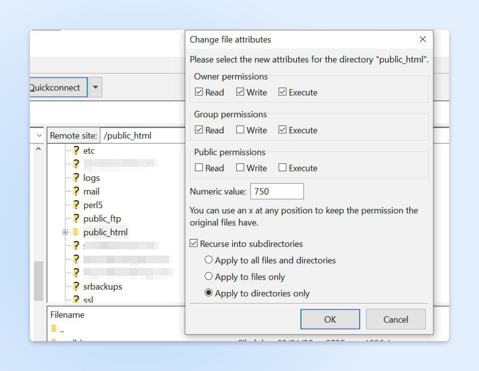 Aplicando permisos de directorios en los atributos de archivo, para solucionar el 403 Forbidden.