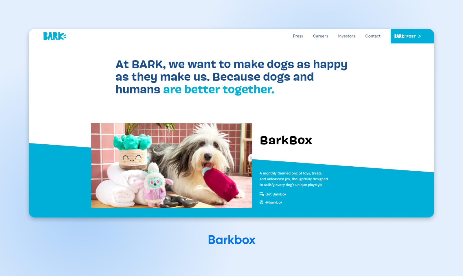 página ‘Acerca de’ BarkBox