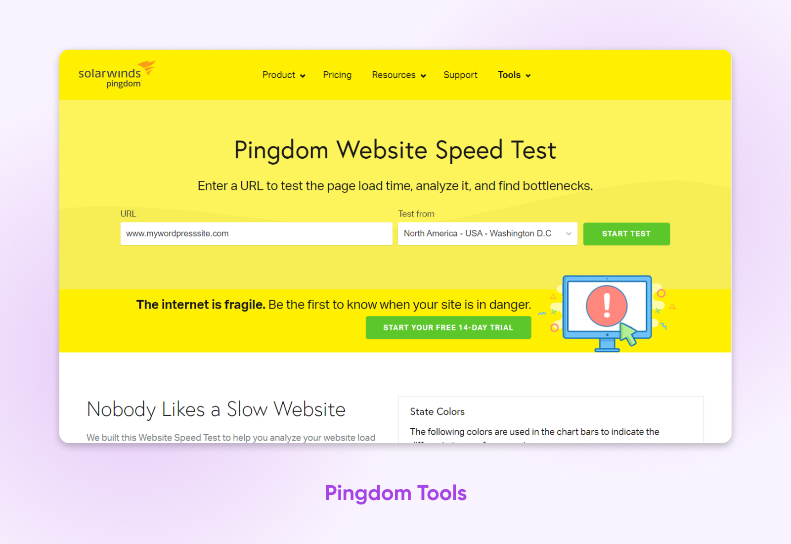 Herramienta de análisis de velocidad web Pingdom Tools