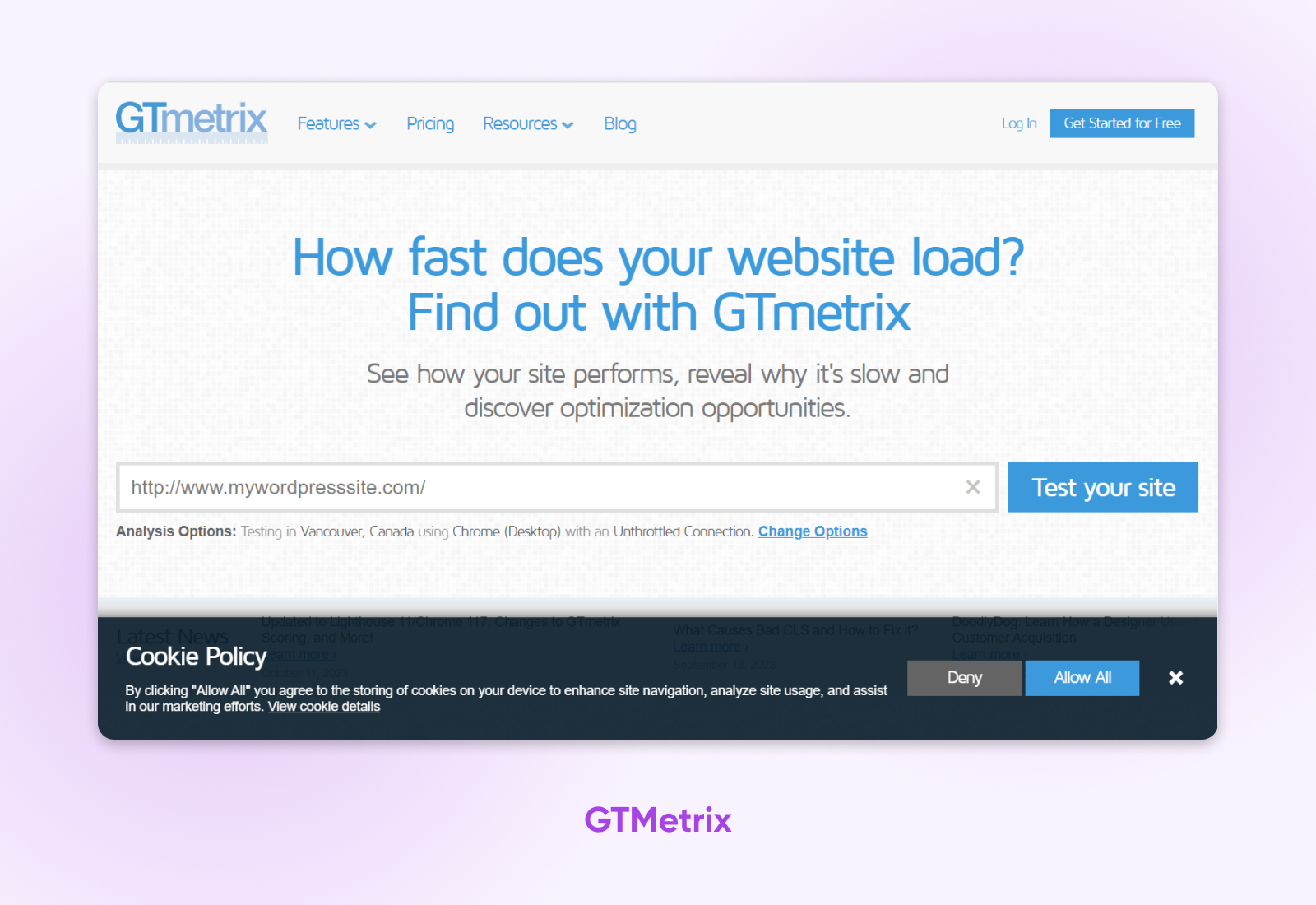 Herramienta de análisis web GTmetrix