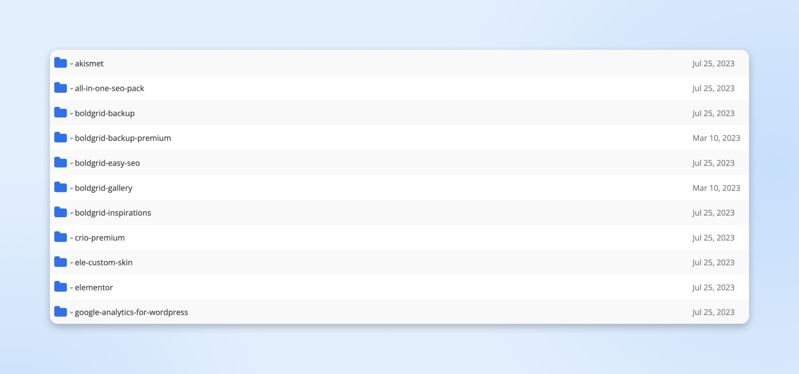 screenshot of plugin folders showing a range of 11 plugins