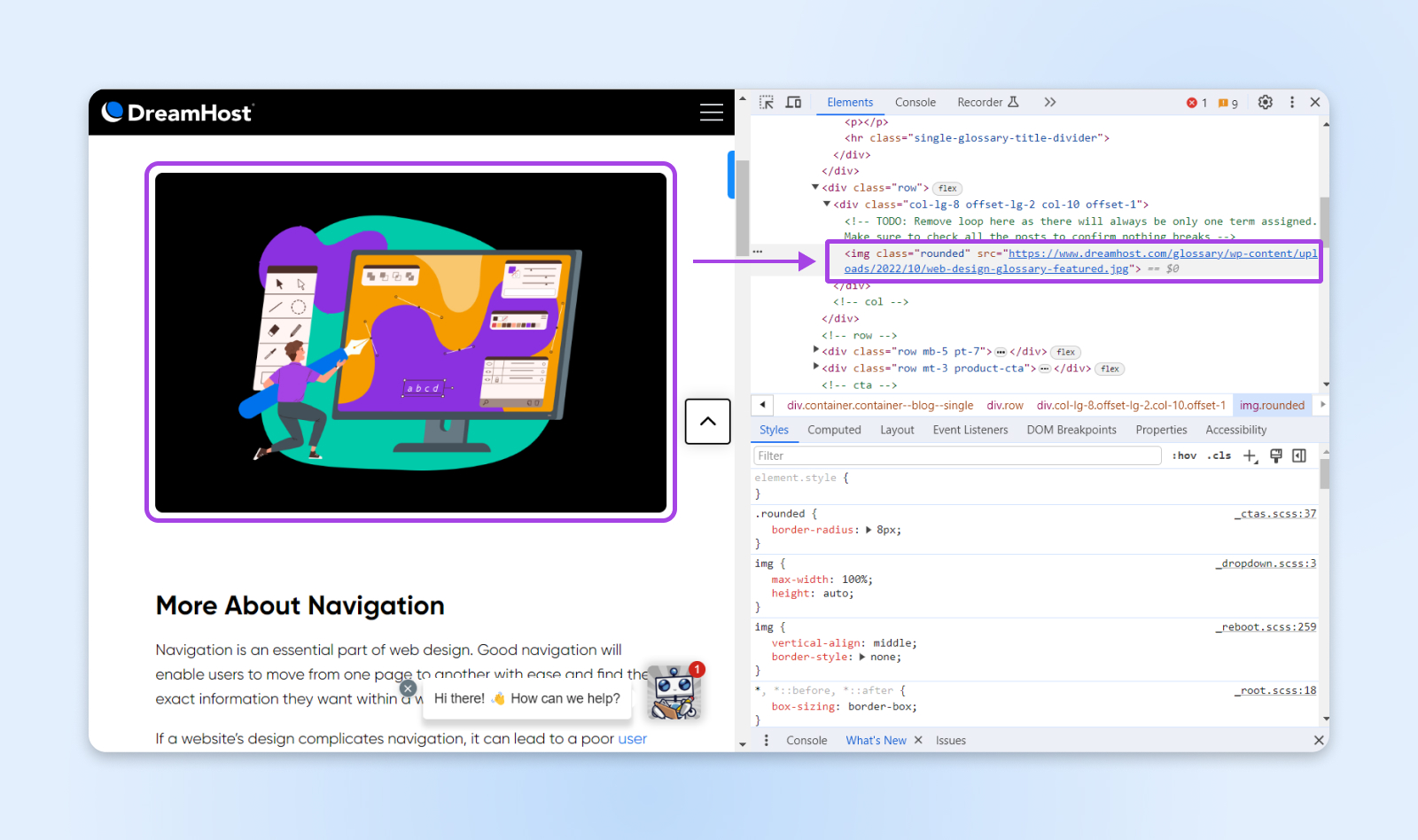 Ejemplo navegación de código web