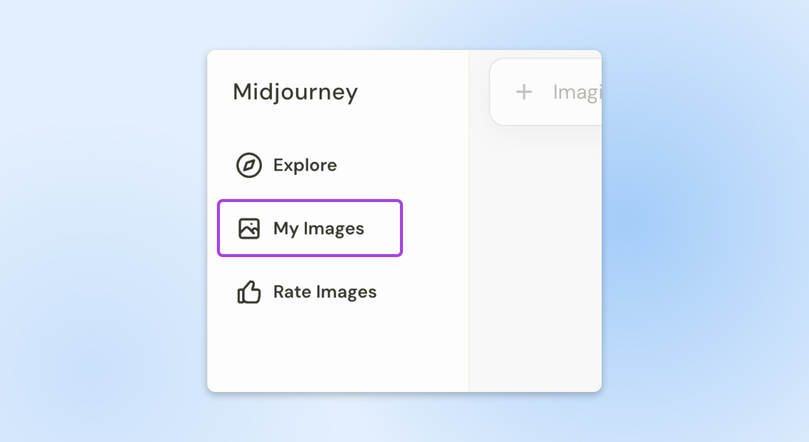 Sección "My images" para descargar tus imágenes en Midjourney