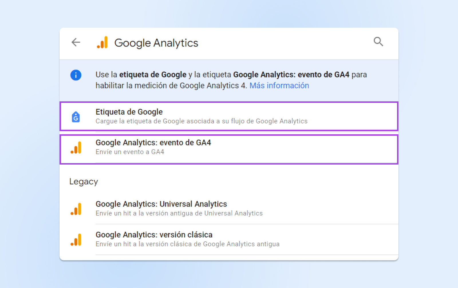 Etiqueta de eventos Google Analytics, en GTM