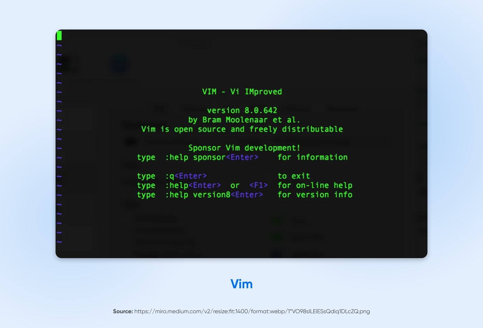 vim version screen screenshot