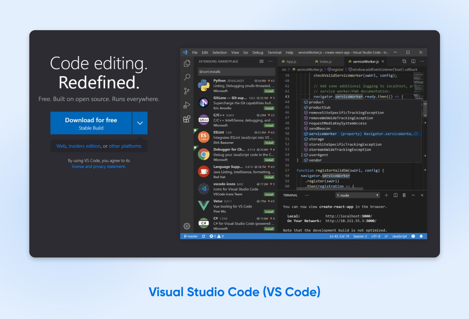 visual studio code webpage screenshot