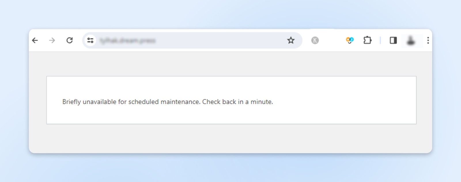 screenshot of the Briefly unavailable for scheduled maintenance. Check back in a minute. error 