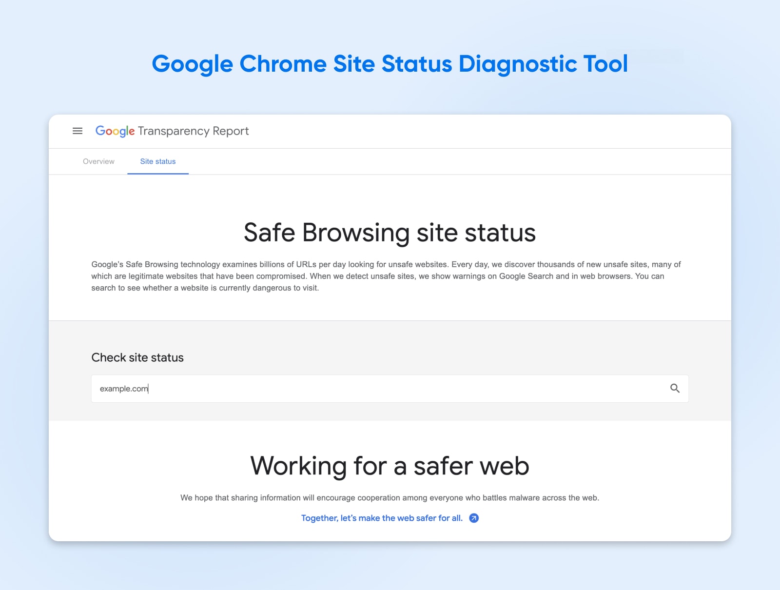 Google's Safe Browsing site status diagnostic tool 