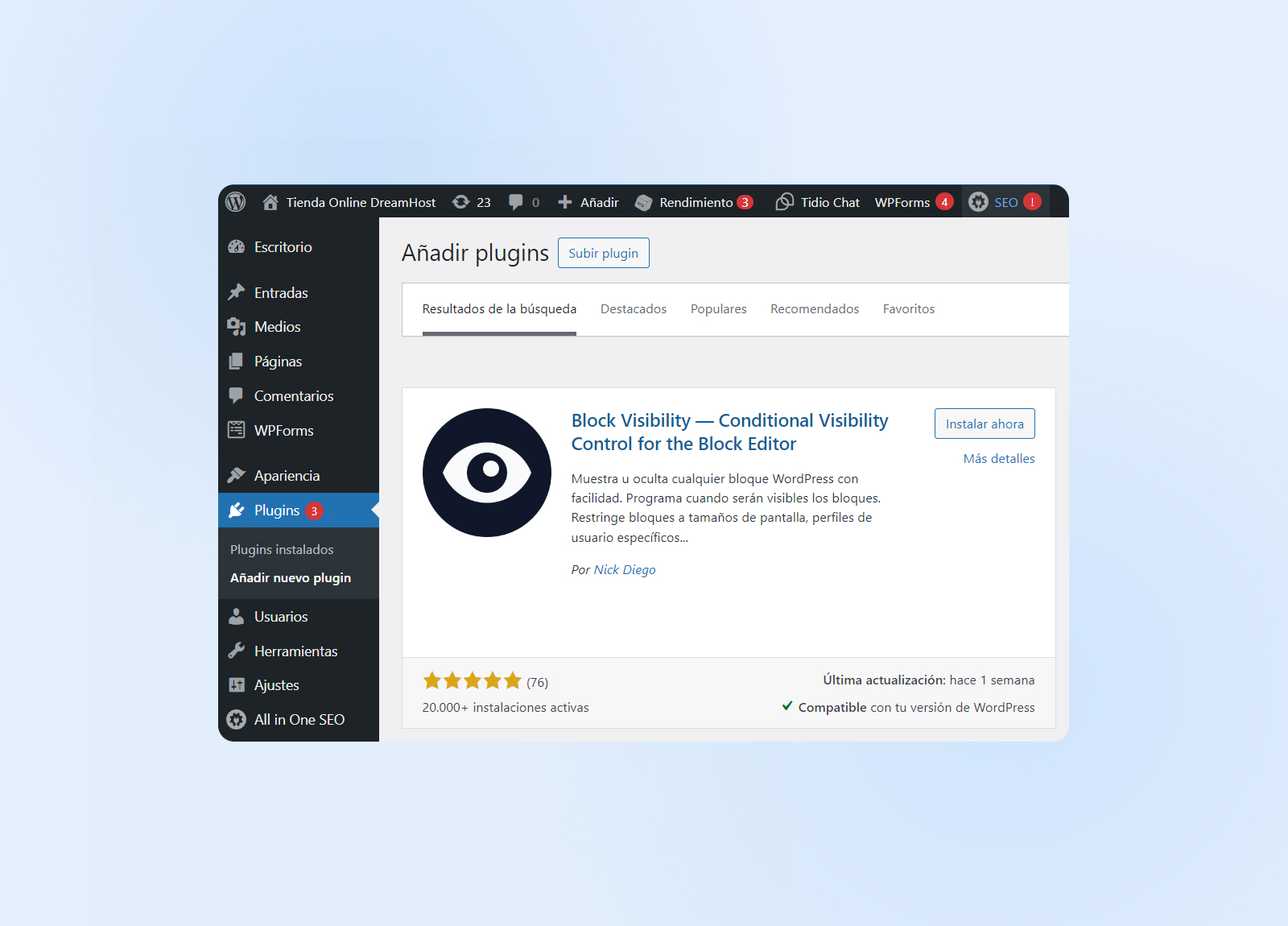 Personalización de WordPress con Block Visibility - DreamHost