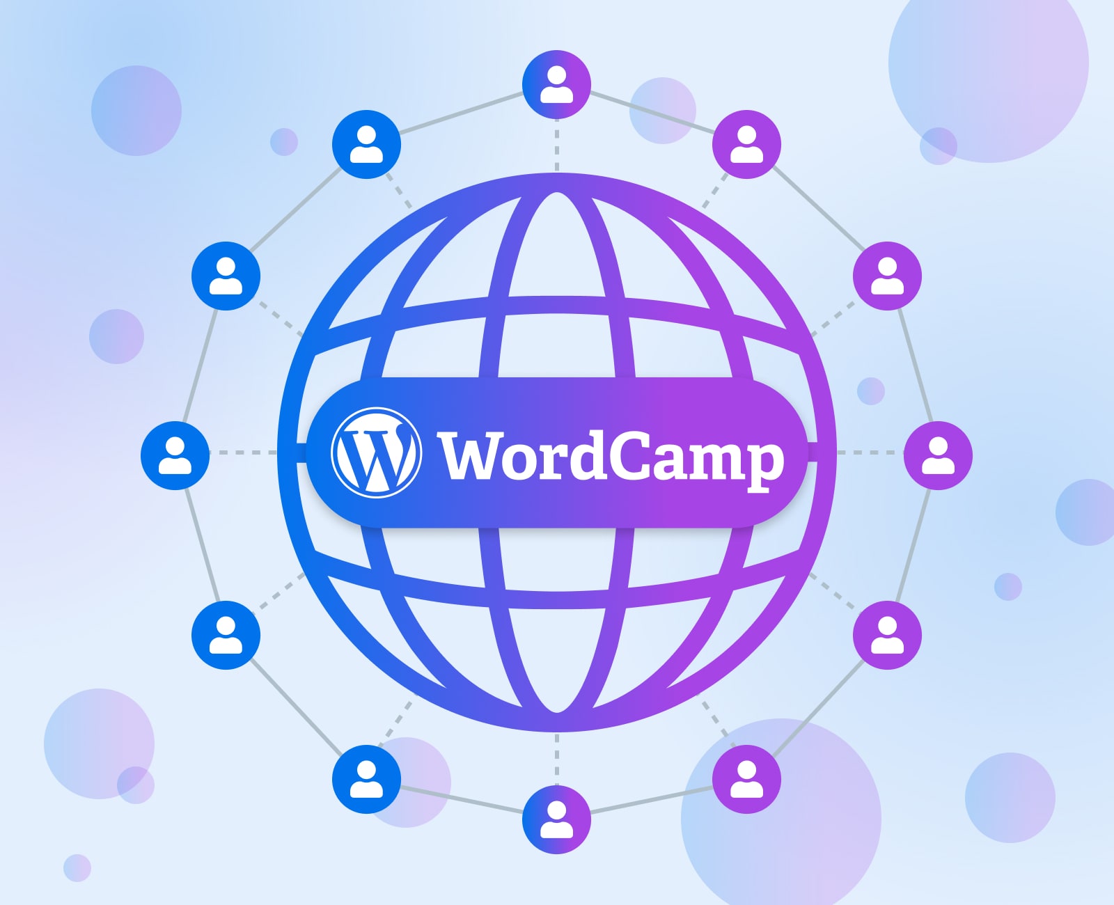 wordcamp global icon with people connected all around