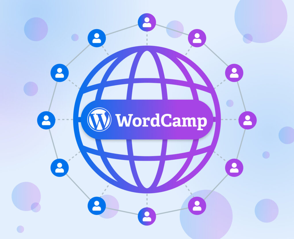 icono global de wordcamp con personas conectadas por todas partes