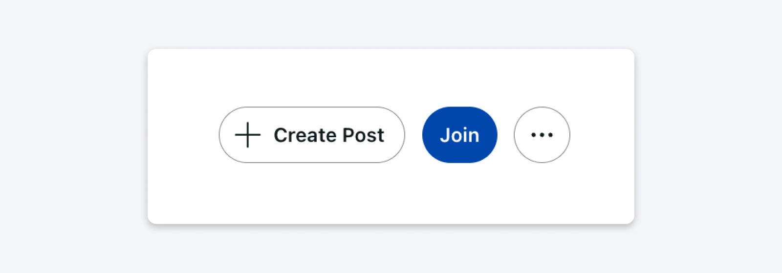 UI button group with Create Post, blue Join button, and overflow menu icon with three dots.