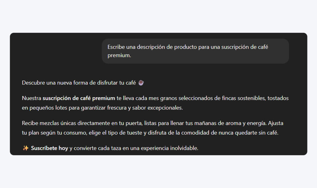 Descripción de producto para la suscripción premium de Elevate Coffee Club, que ofrece granos de café de pequeños lotes, obtenidos de forma ética de tostadores galardonados, con opciones personalizables.