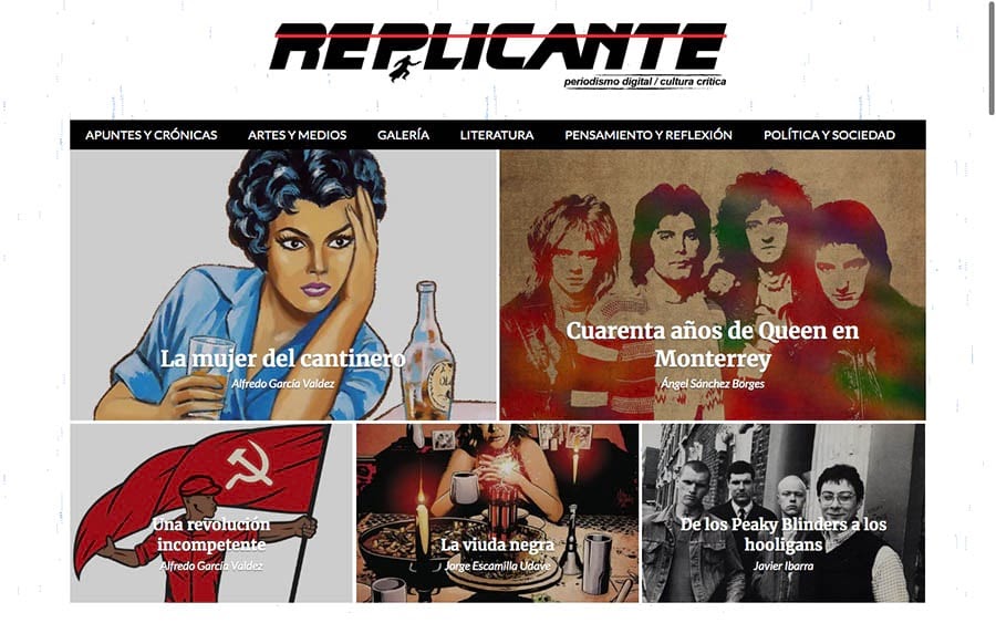 Página inicial de la revista Replicante