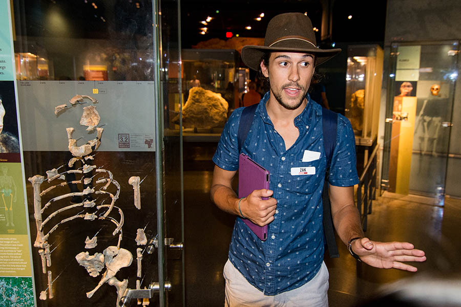 Tour guide Zak at the American Museum of Natural History.